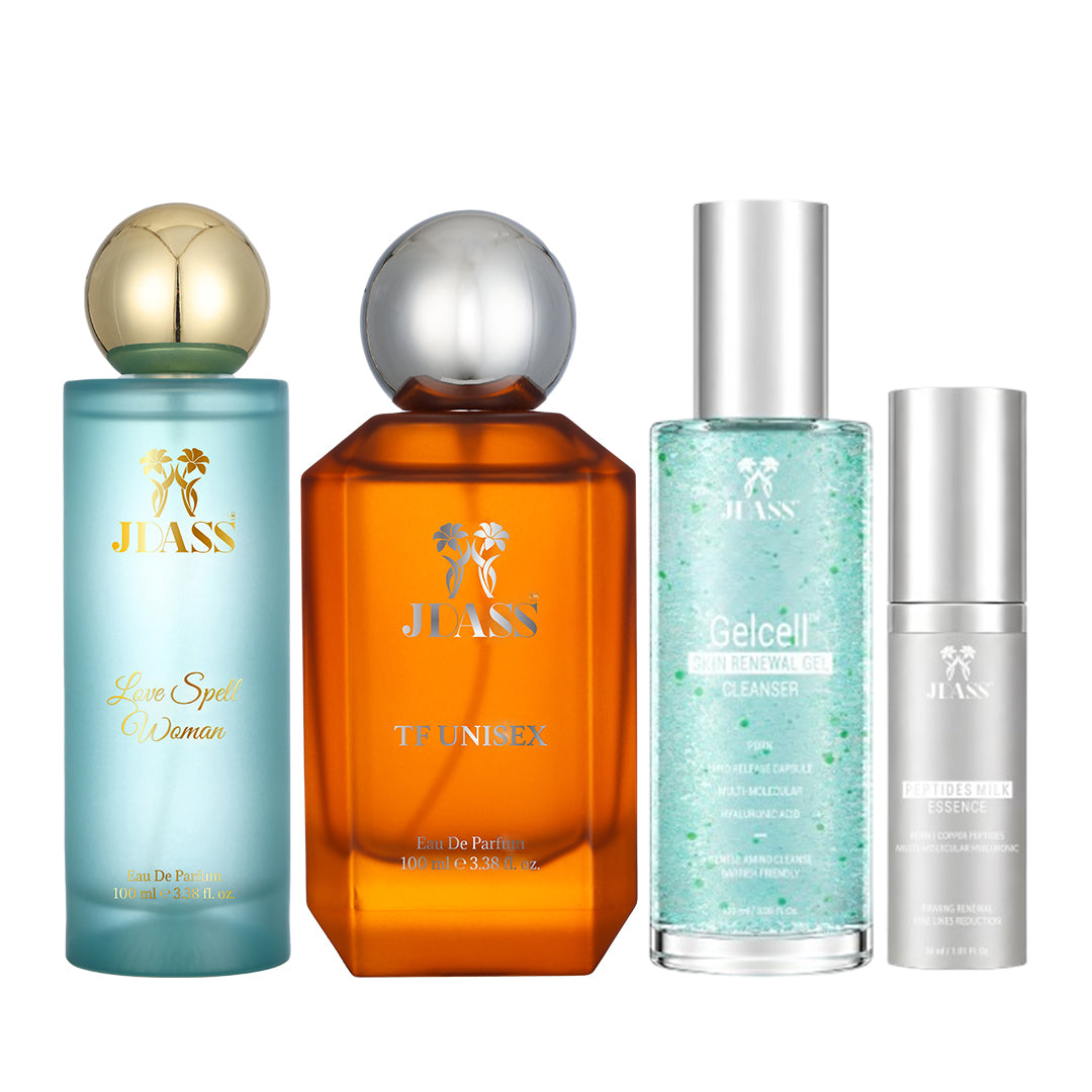 Love spell 100ml + TF unisex 100ml + Cleanser + Serum