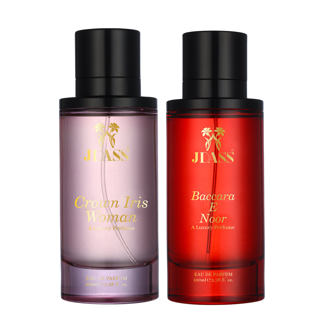 Pack of 2 - Crown Iris Woman & Baccara E Noor - 100ml Each - Luxury Perfume Set