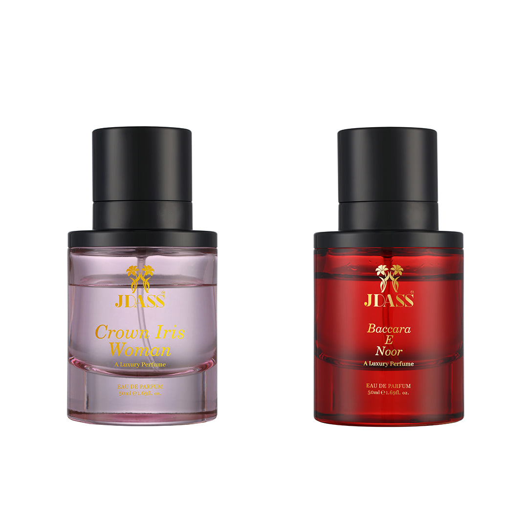 Pack of 2 - Crown Iris Woman & Baccara E Noor - 50ml Each - Luxury Perfume Set